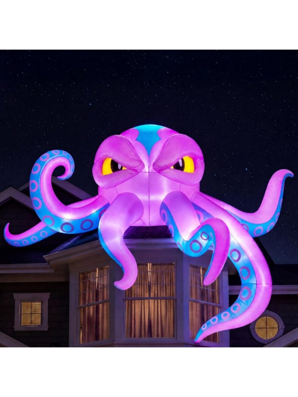 10FT Inflatable Halloween Octopus Decoration with LED Lights - Spooky Outdoor